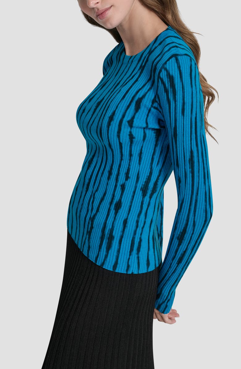 DKNY Dye Print Rib Sweater, Alternate, color, Blue Placed Graffiti