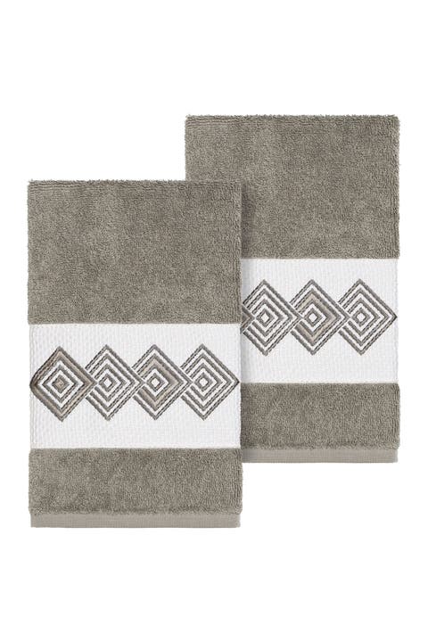 Noah Embellished Hand Towel - Set of 2 - Dark Grey