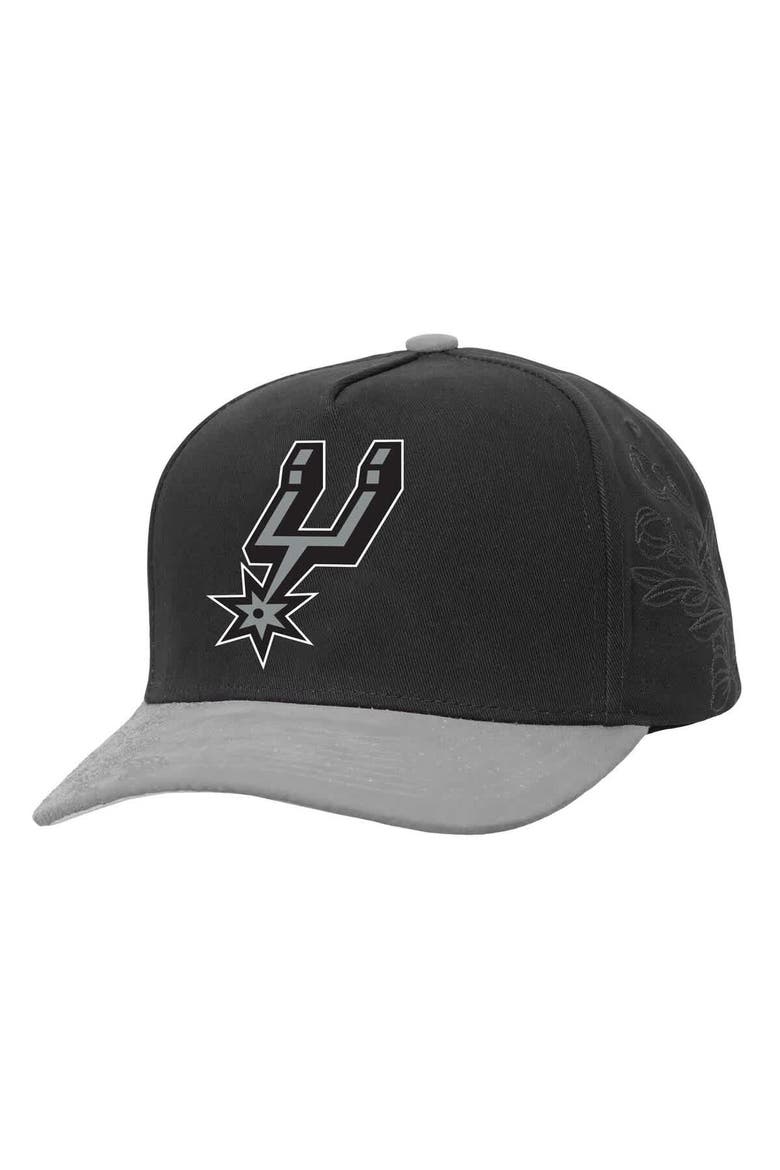 Men's Mitchell & Ness  Black/Gray San Antonio Spurs May Flowers Adjustable Hat, Main, color, Black