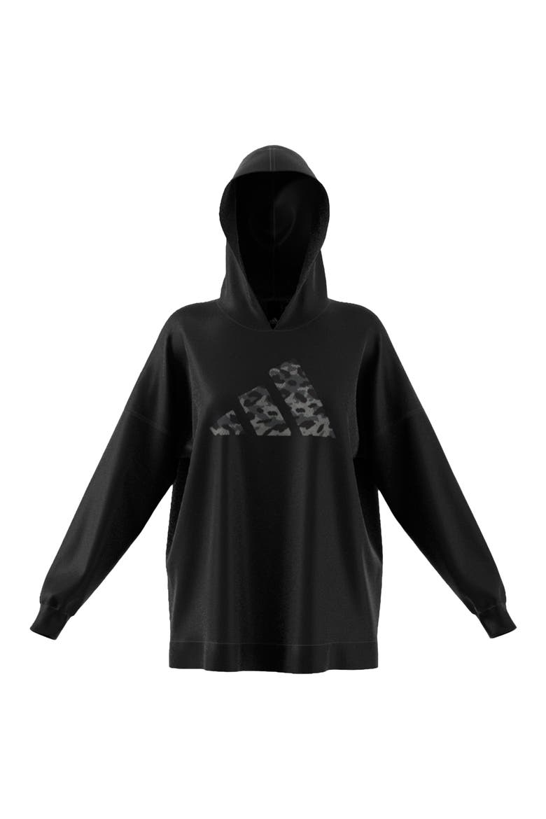 Animal Print Oversize Hoodie, Main, color, BLACK