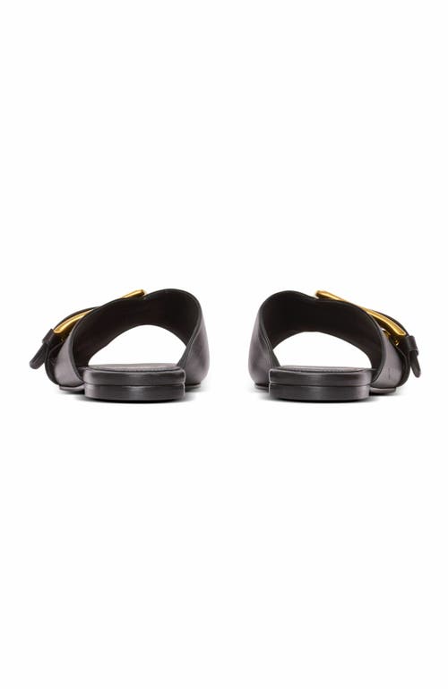 Balmain Anthem Flat Leather Sandals In Black