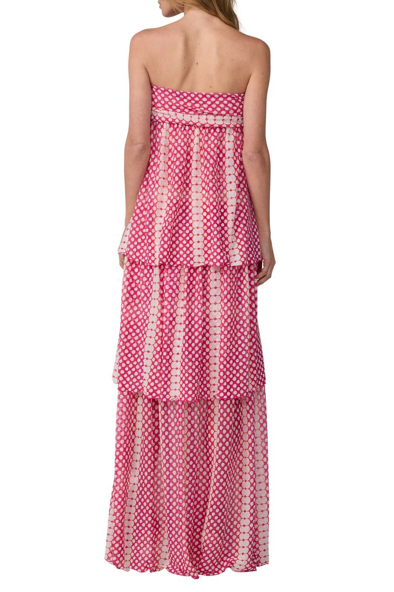 Joanne Dotted Strapless Tiered Maxi Dress, Alternate, color, RAIN DROP MINI PEONY