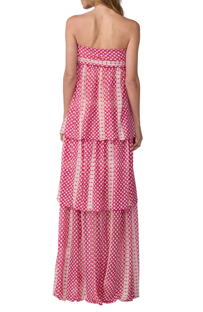 Diane von Furstenberg Joanne Dotted Strapless Tiered Maxi Dress, Alternate, color, Rain Drop Mini Peony