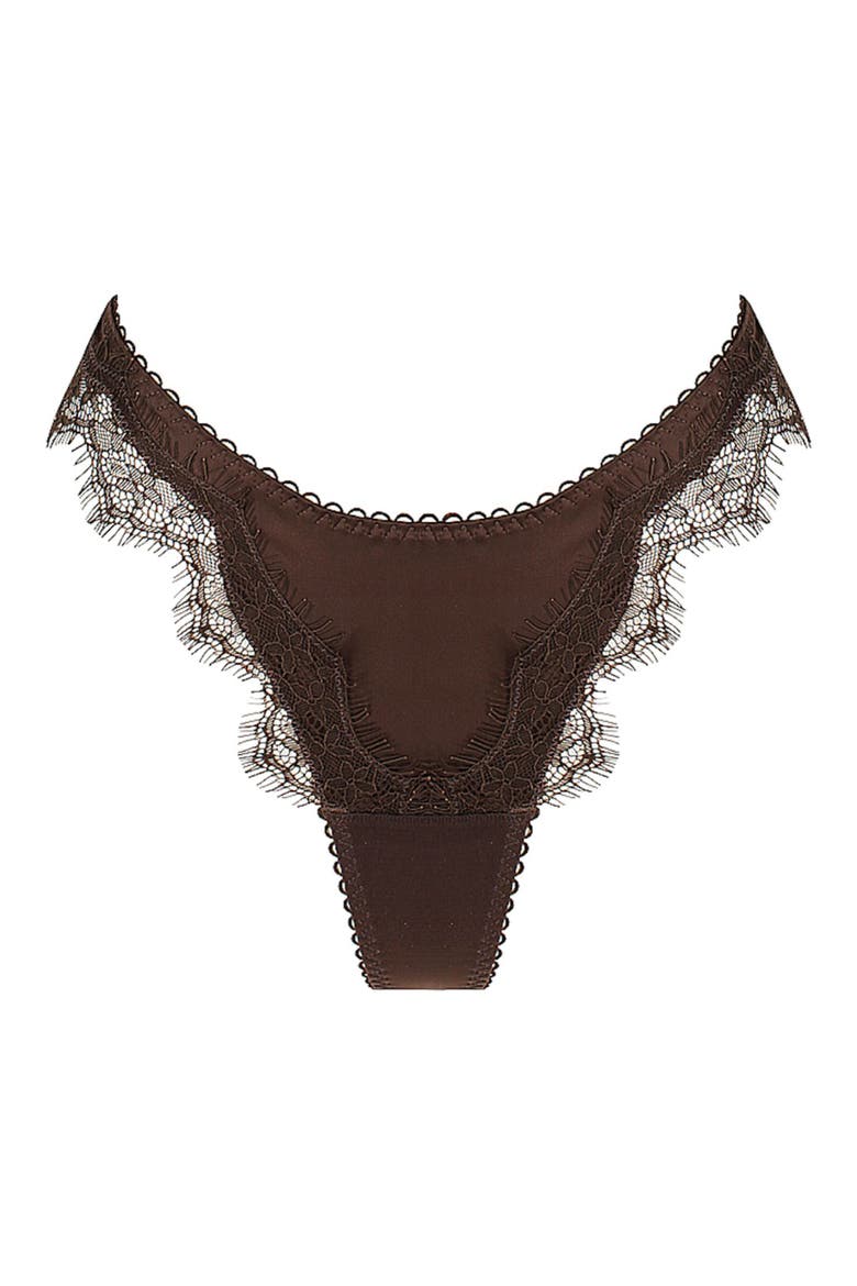 Sorrento Lace Trim Thong, Alternate, color, ESPRESSO