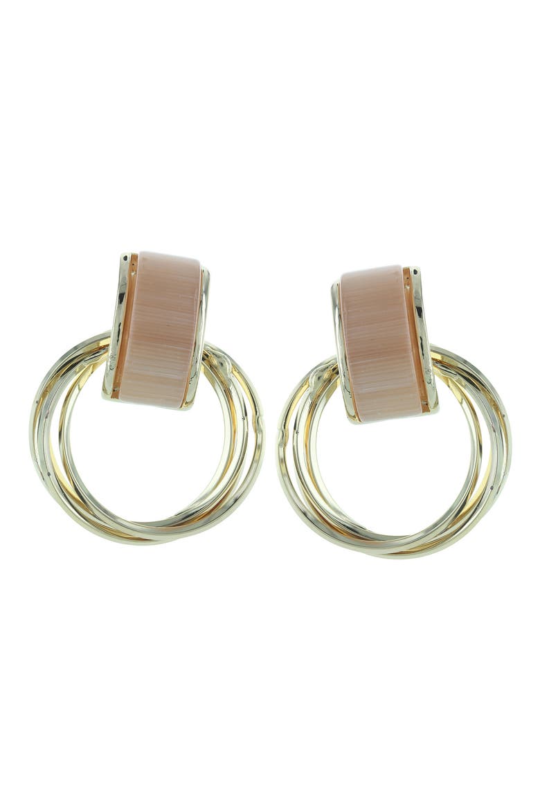 Gatto Cat's Eye Hoop Earrings, Main, color, GOLD / PEACH