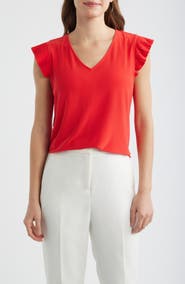 AK ANNE KLEIN Pleated Sleeve Top