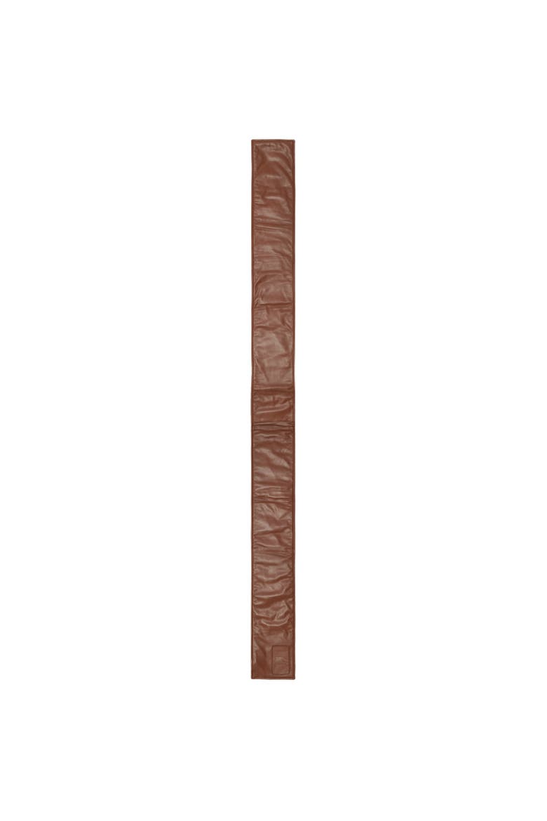 Narrow Reversible Check and Leather Scarf, Alternate, color, Archive beige