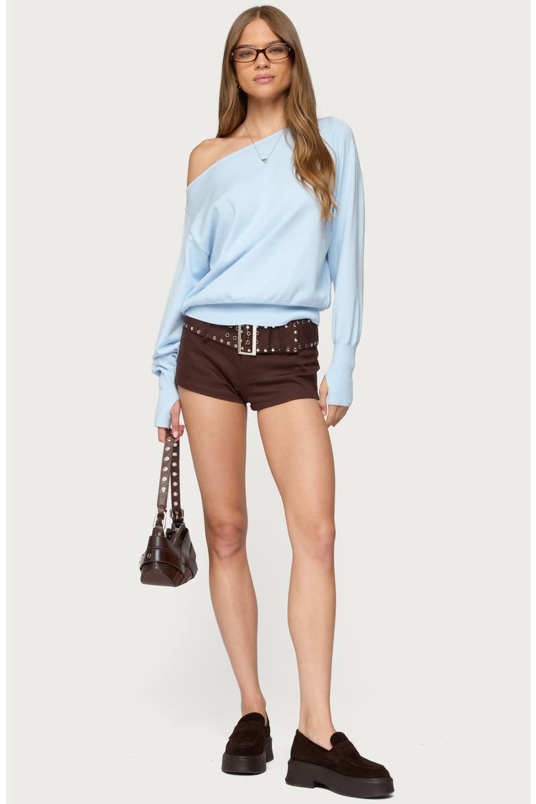 Oversize Off the Shoulder Sweater, Alternate, color, LIGHT-BLUE