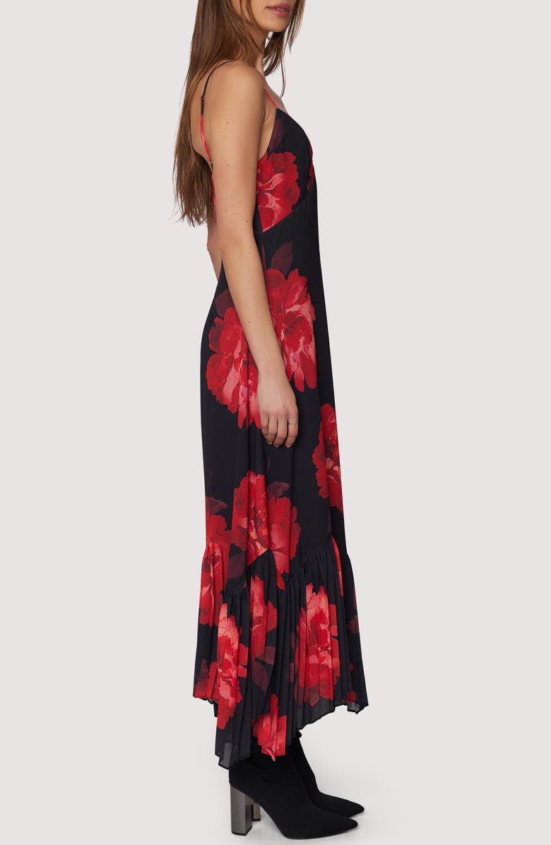 Lost + Wander Scarlet Melody Midi Dress, Alternate, color, Black Red Floral
