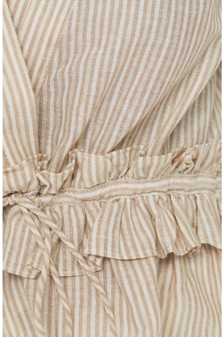 Stripe Ruffle Waist Top, Alternate, color, NATURAL/ GOLD