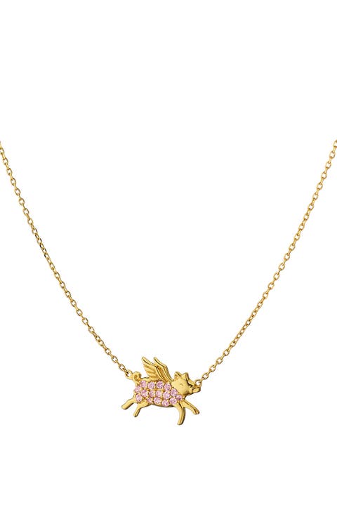 Fables & Fairytales 18k Gold Pink Sapphire Pendant Necklace