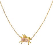 Monica Rich Kosann Fables & Fairytales 18k Gold Pink Sapphire Pendant Necklace
