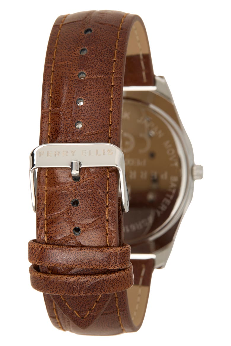 Ultra Slim Leather Strap Watch, 40mm, Alternate, color, SILVER