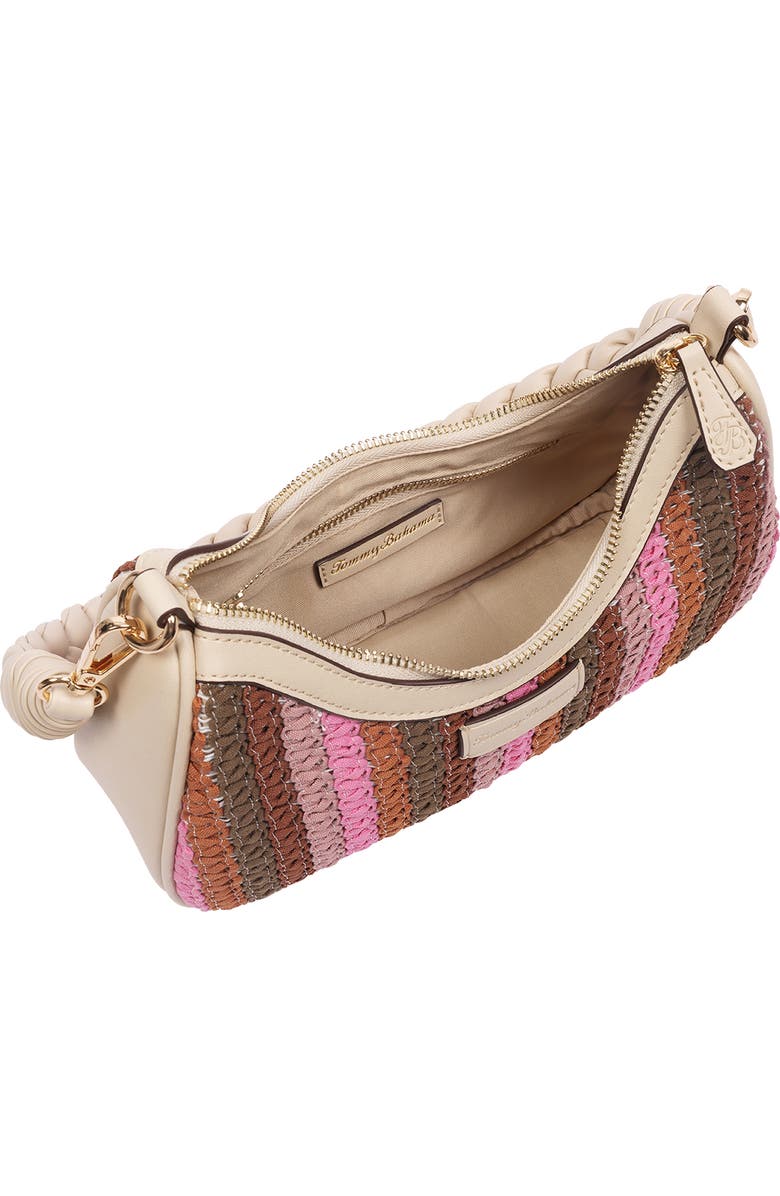 Tommy Bahama Woven Ribbon Zip Top Shoulder Bag, Alternate, color, Cream