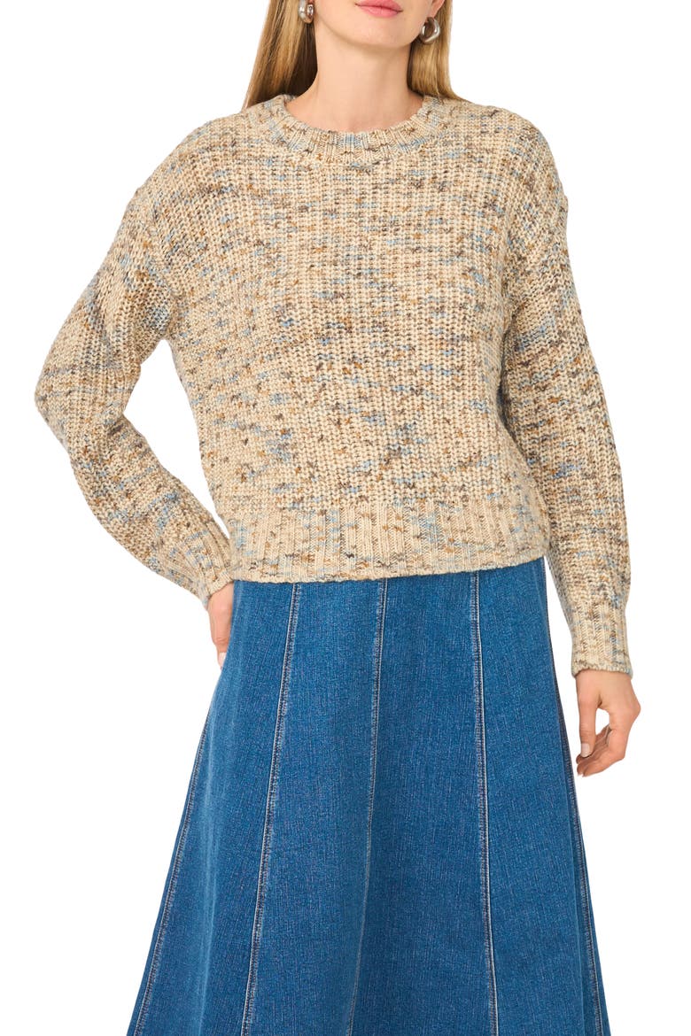 Marled Crewneck Sweater, Main, color, IVORY/ BROWN/ BLUE MARLED