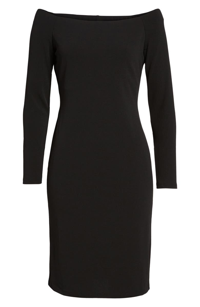 Eliza J Off the Shoulder Scuba Sheath Dress, Alternate, color,