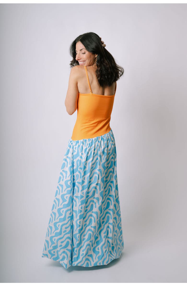 San Malo Bubble Midi Dress, Alternate, color, Blue And Orange