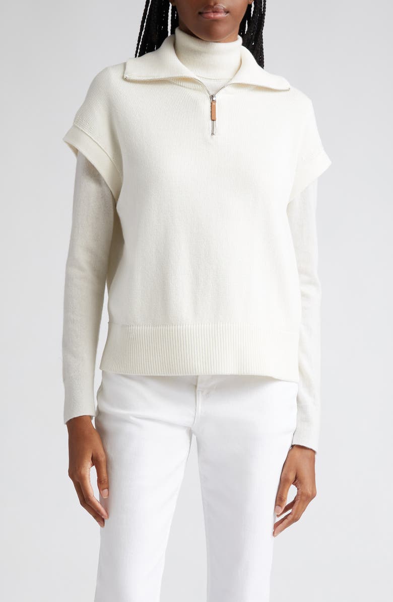 Lafayette 148 New York Cotton & Silk Half Zip Sweater, Main, color, 