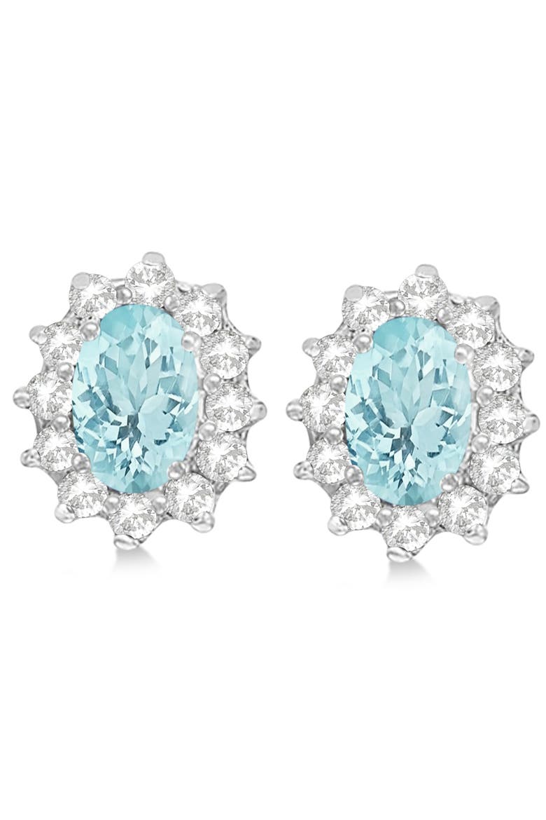 Oval Aquamarine & Diamond Accented Earrings 14k, Alternate, color, 2.05ct/White Gold