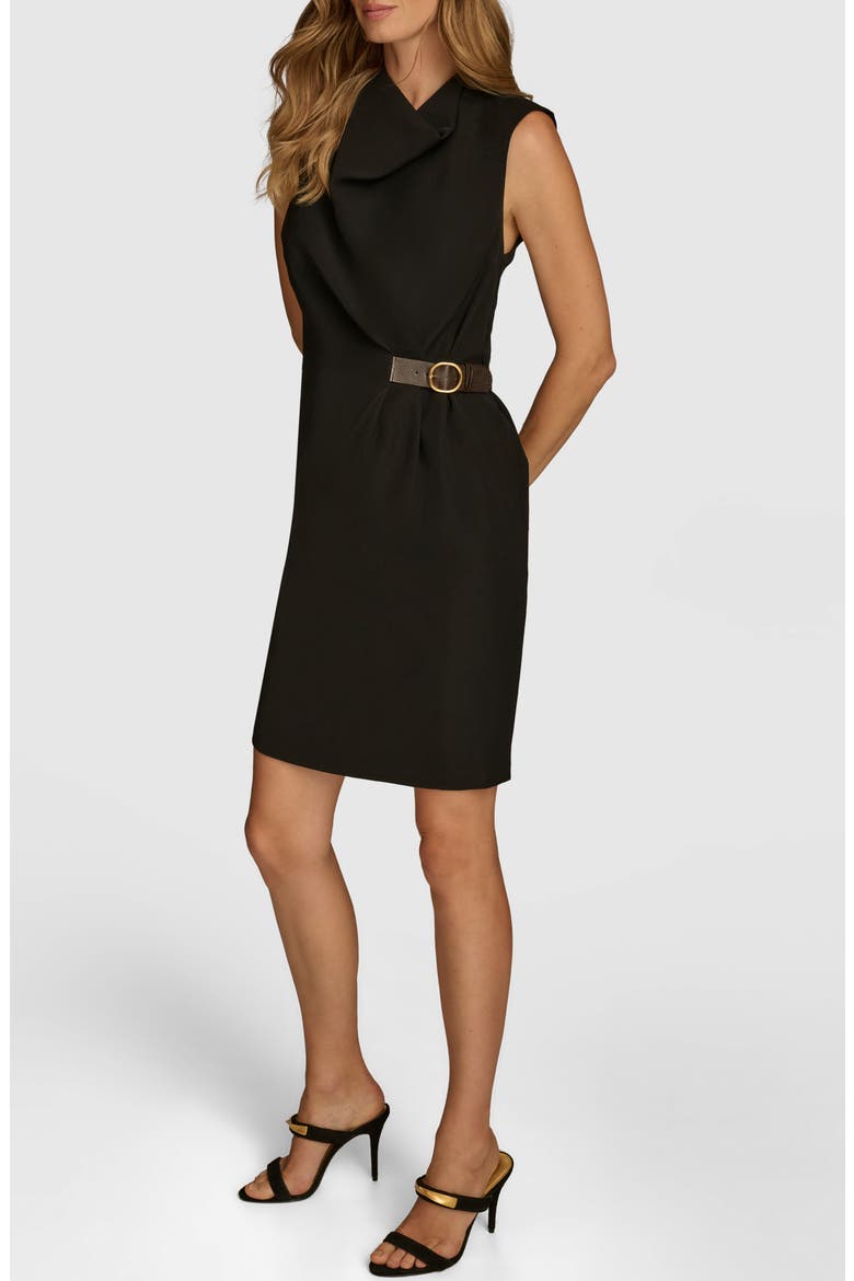 Side Belt Detail Sheath Dress, Alternate, color, BLACK