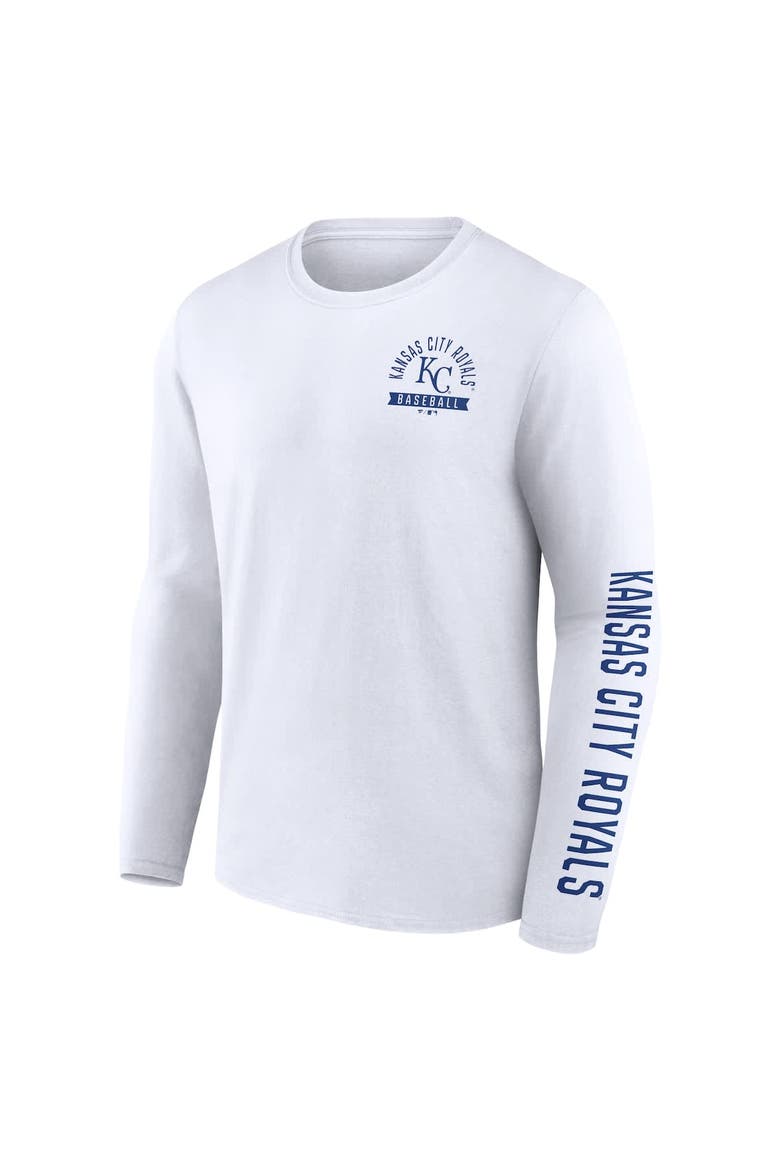 Men's Fanatics  White Kansas City Royals Press Box Long Sleeve T-Shirt, Alternate, color, White