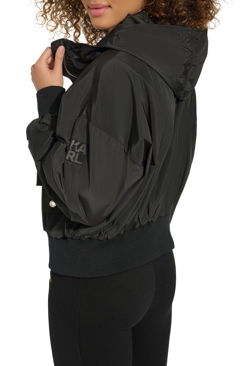 Logo Collar Bomber Jacket, Alternate, color, BLACK