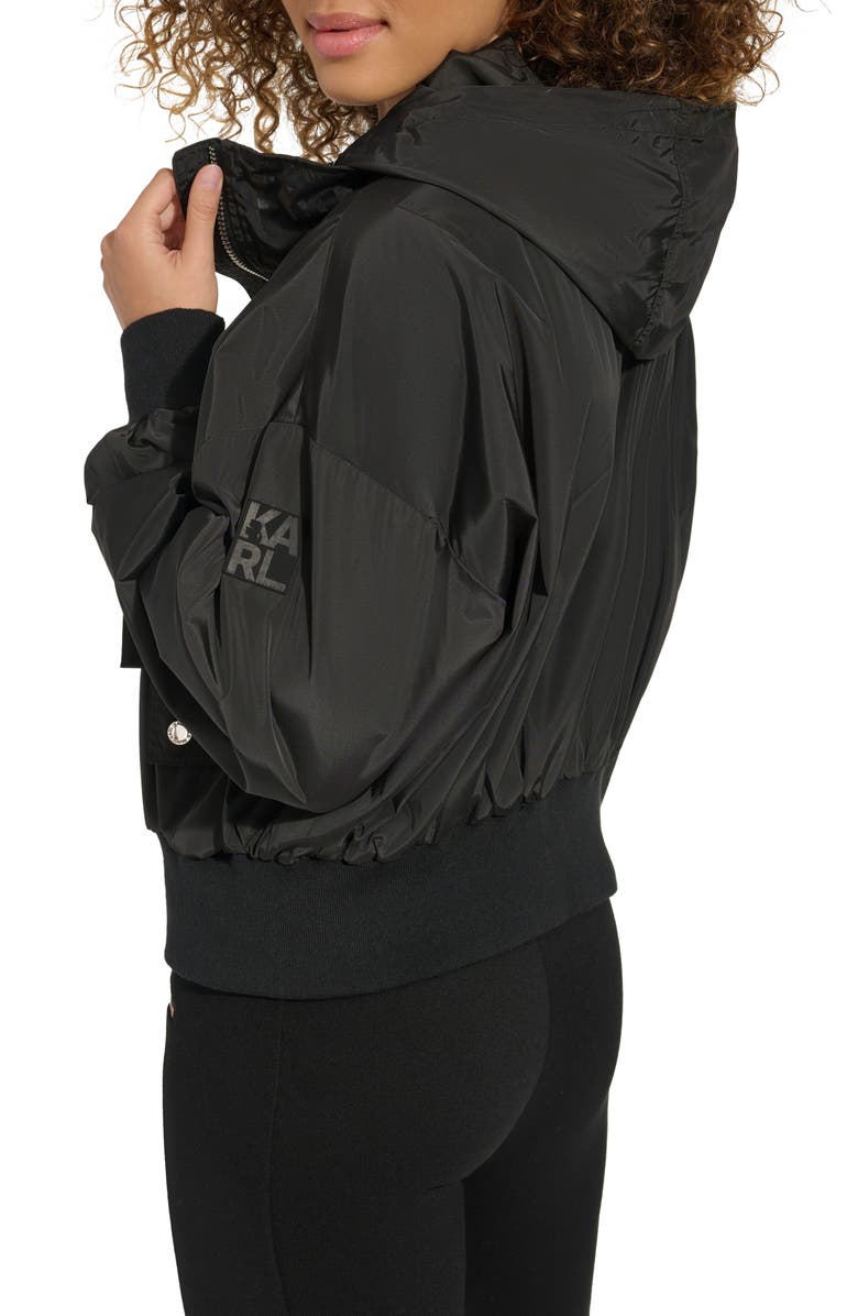 KARL LAGERFELD PARIS Logo Collar Bomber Jacket, Alternate, color, 