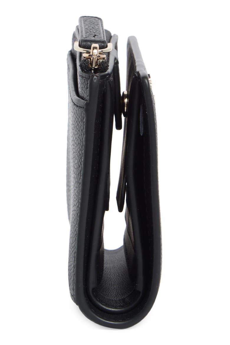 leila small pebbled leather wallet, Alternate, color, BLACK