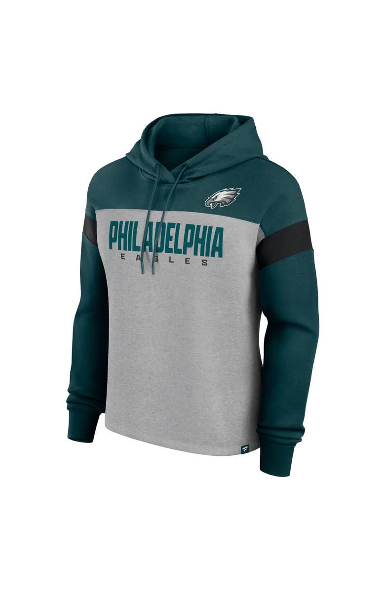 FANATICS Women's Fanatics Heather Gray/Midnight Green Philadelphia Eagles Bold Play Call Pullover Hoodie, Alternate, color, Heather Gray