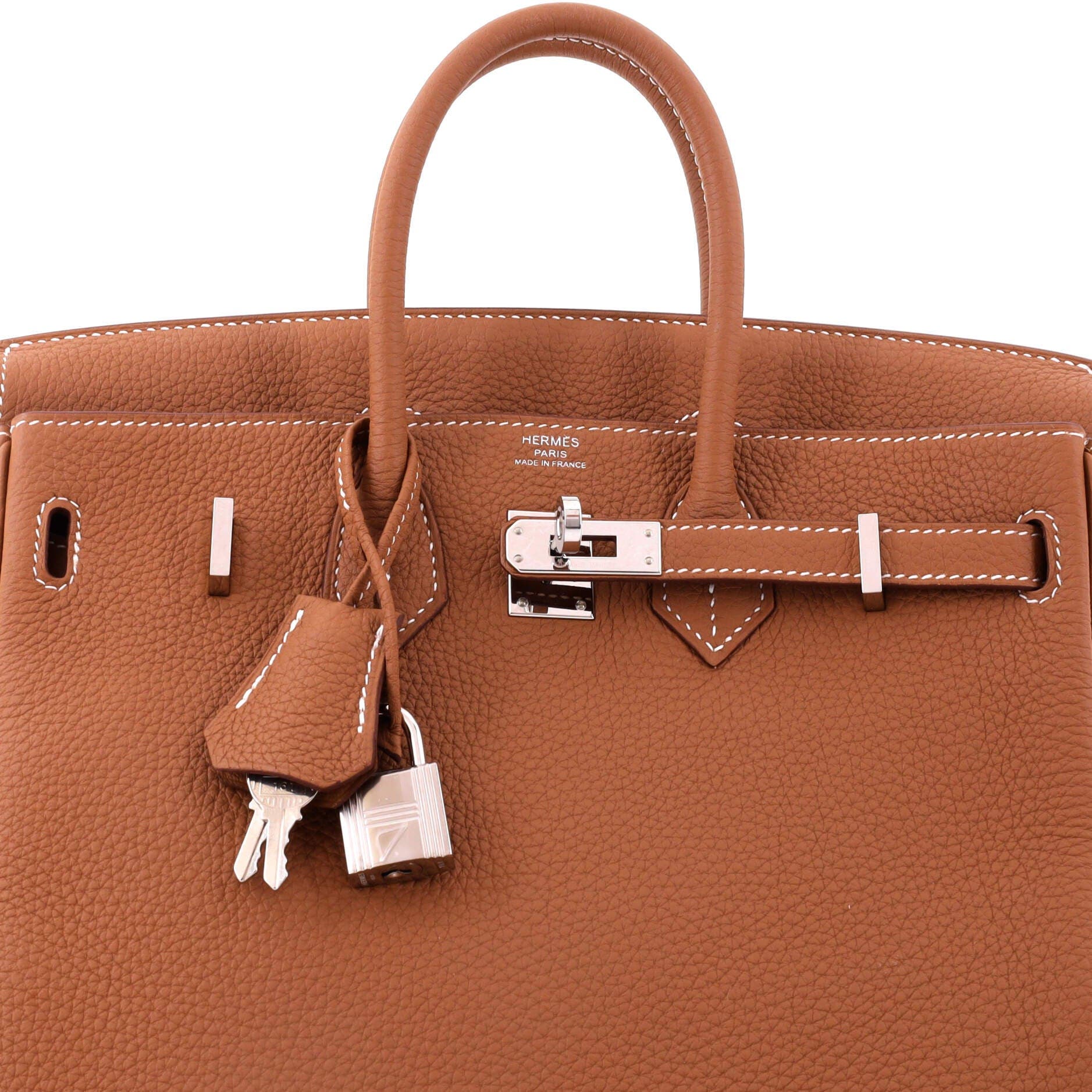 Женские сумки Pre-Owned Hermes Birkin Handbag Brown Togo with Palladium Hardware 25 — фото 7