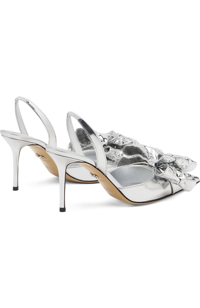 Mach & Mach Le Cadeau Bow Wrapped Pointed Toe Slingback Pump, Alternate, color, Silver