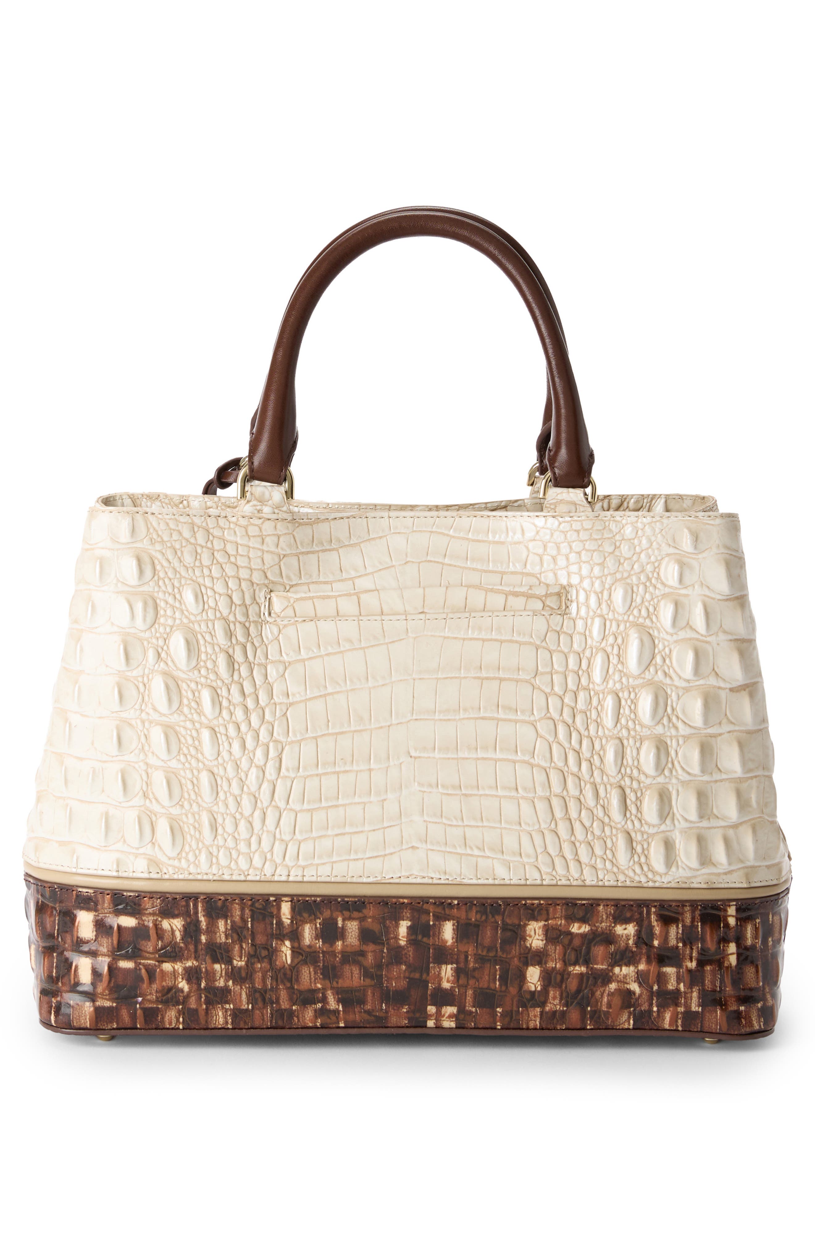 Brahmin Small Denise Croc Embossed Leather Satchel, Alternate, color, Ivory Multi
