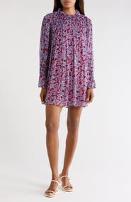 Rebecca Taylor Vera Fleur Long Sleeve Silk Chiffon Minidress