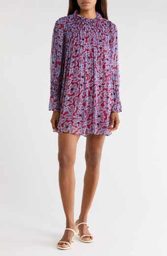 Vera Fleur Long Sleeve Silk Chiffon Minidress