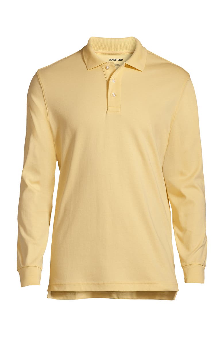 School Uniform  Long Sleeve Interlock Polo Shirt, Alternate, color, Maize