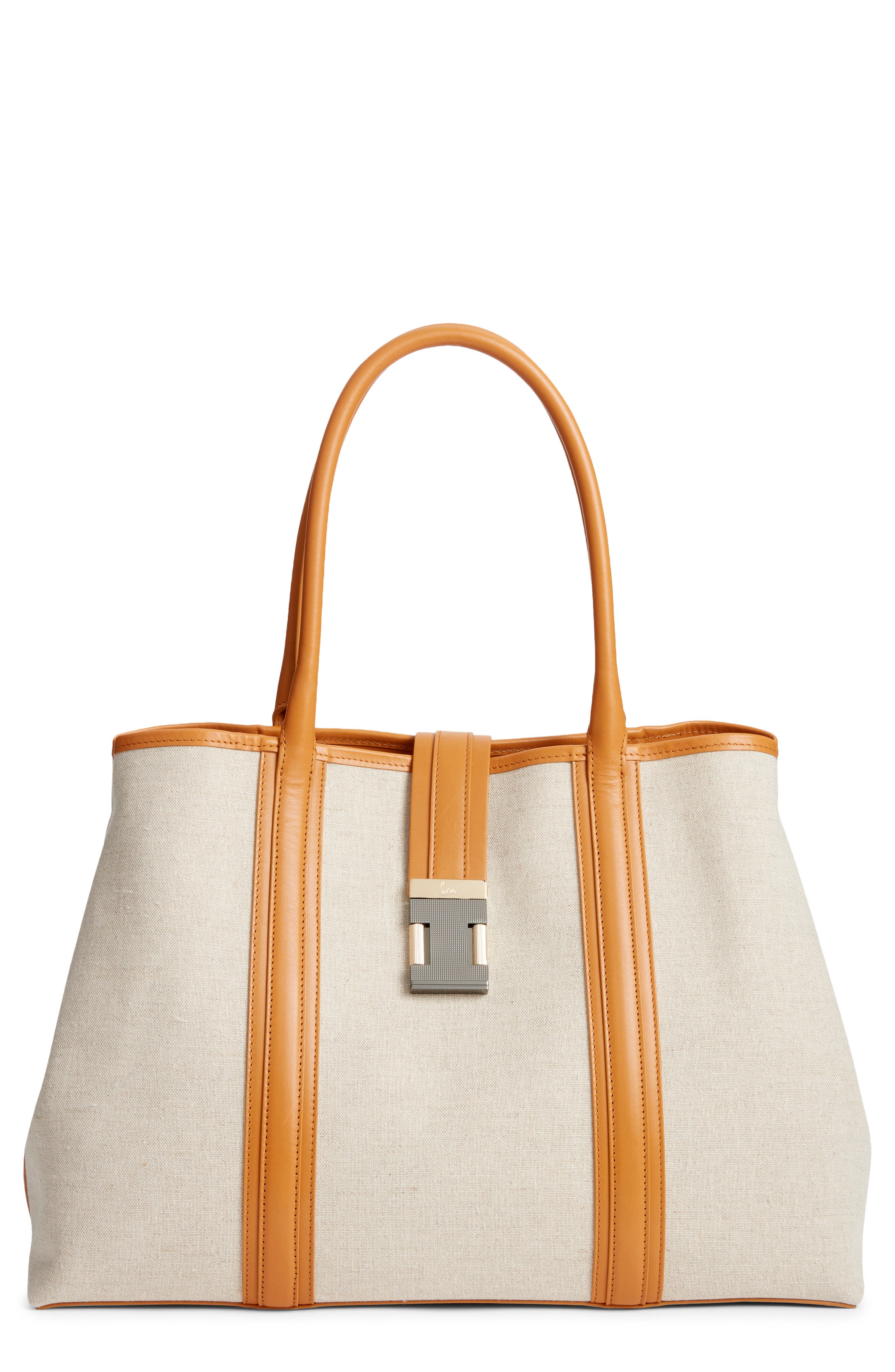 Christian Louboutin Nox Linen Canvas Tote Bag, Main, color, N005-Natural
