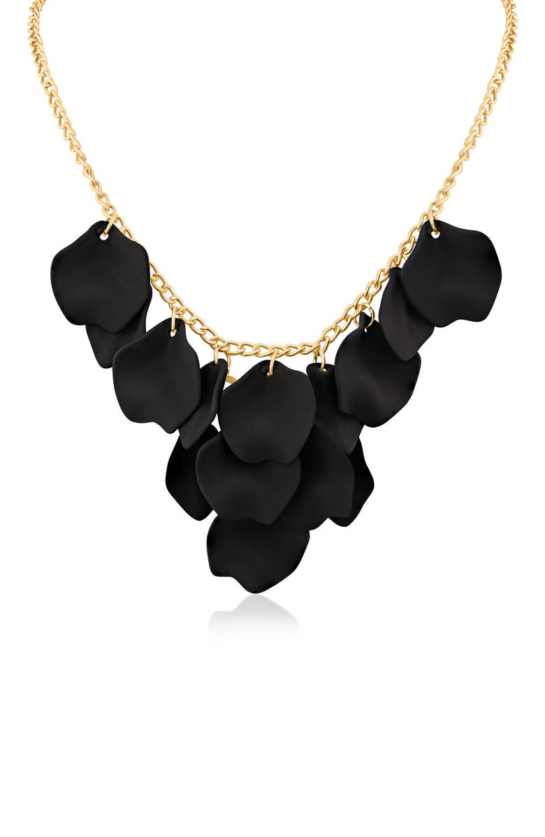 JARDIN Ginkgo Leaf Flutter Frontal Necklace, Main, color, Black/ Gold