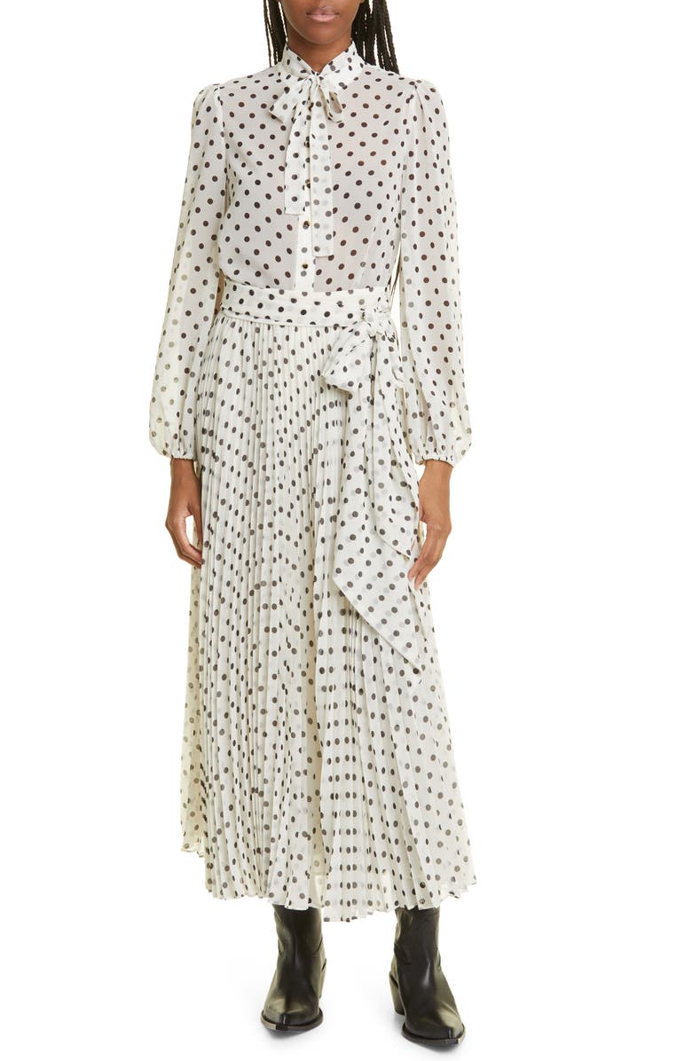 Zimmermann Polka Dot Sunray Pleated Skirt, Alternate, color,