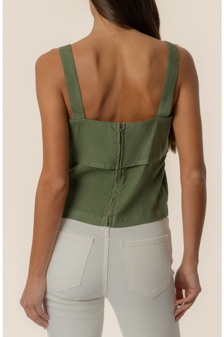 Melanie Crop Linen & Cotton Blend Tank, Alternate, color, OLIVE