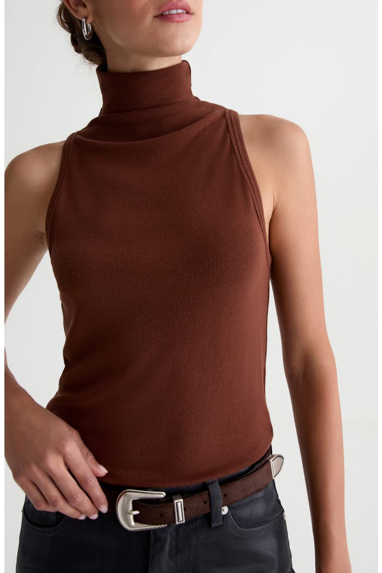 Faey Mock Neck Ribbed Tank, Alternate, color, CHESTNUT