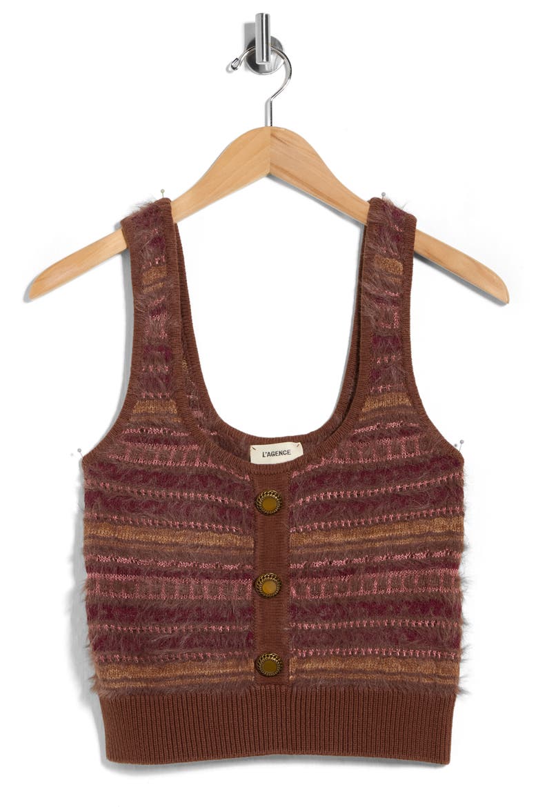 Galene Mixed Stitch Crop Sweater Tank, Alternate, color, NATURAL/ MAUVE MULTI