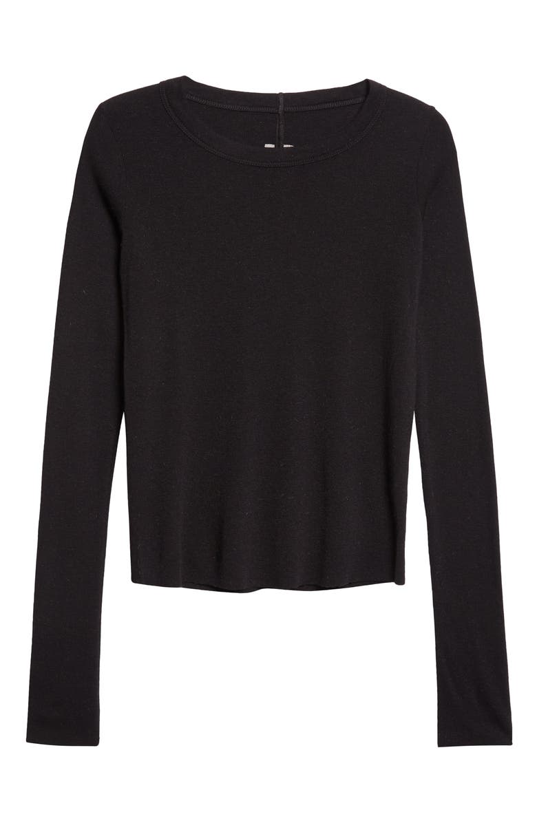 Rick Owens Long Sleeve Rib Crop T-Shirt, Alternate, color, Black