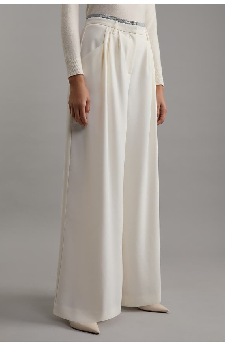 Karen Millen Pleat Detail Wide Leg Pants, Main, color, Ivory
