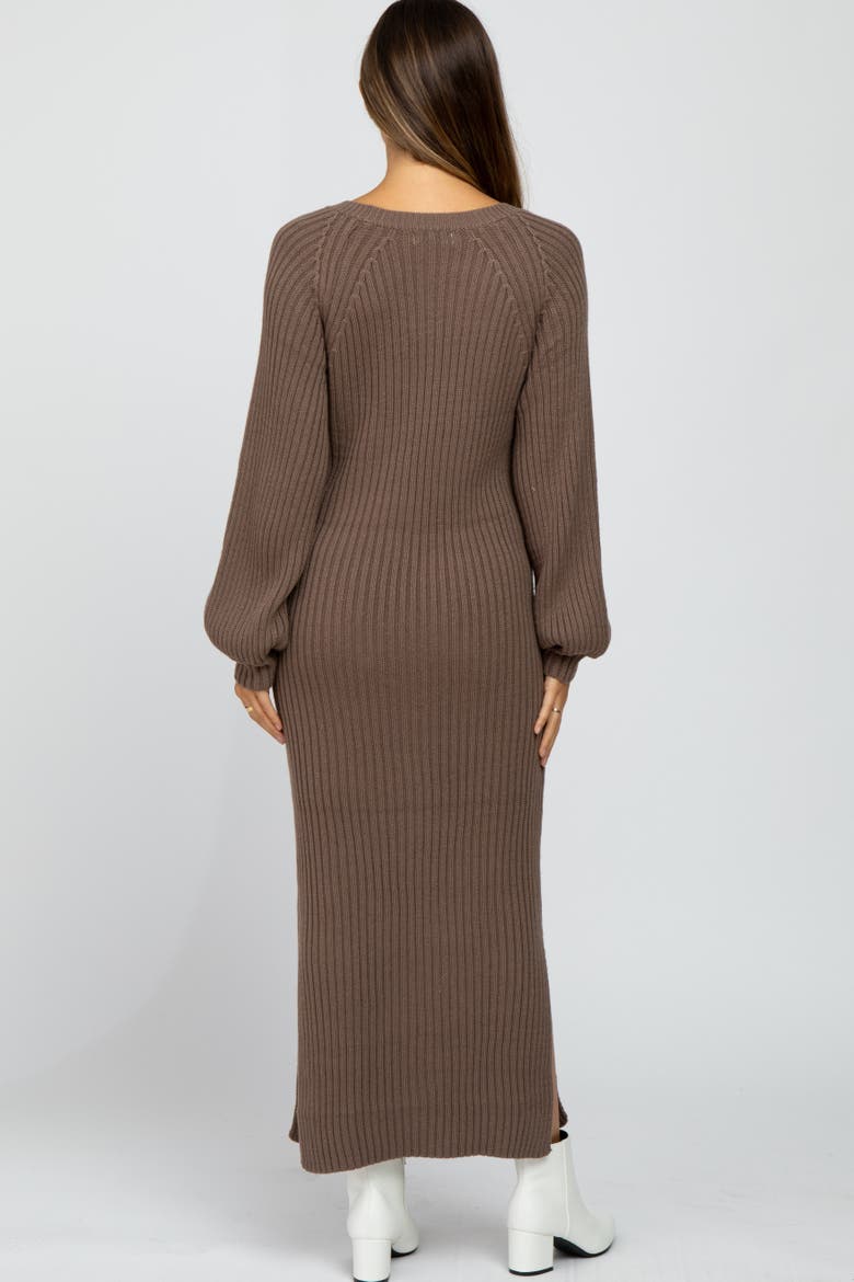 Side Slit Maxi Sweater Dress, Alternate, color, Taupe