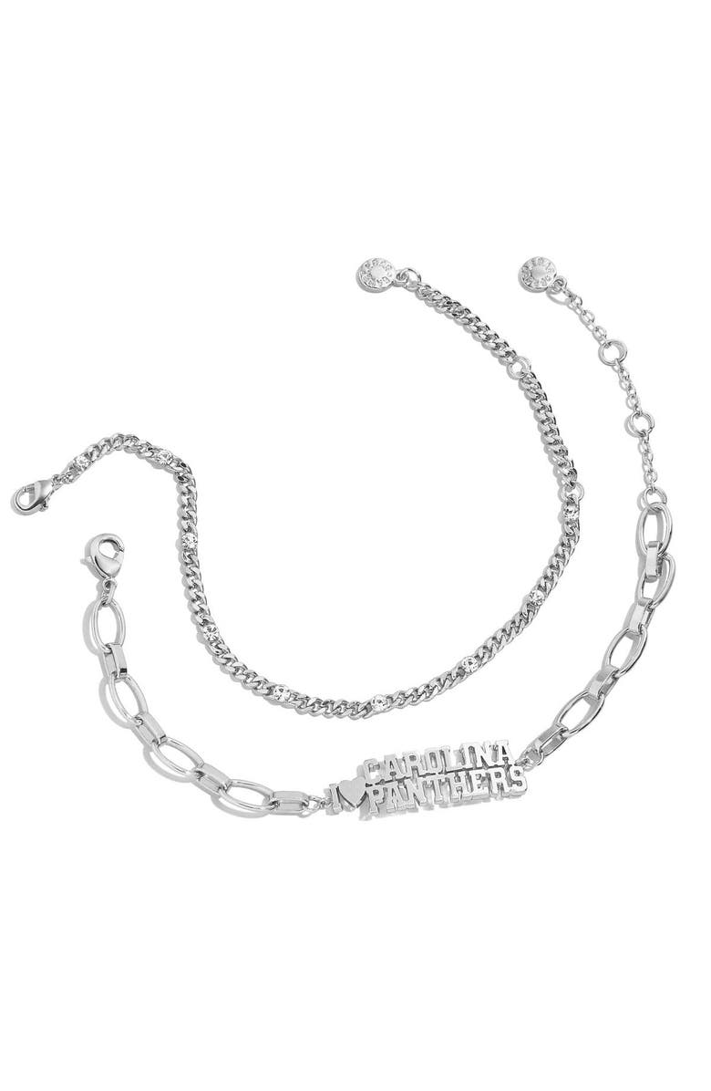 WEAR by Erin Andrews x Baublebar Silver Carolina Panthers Linear Bracelet Set, Main, color, Silver
