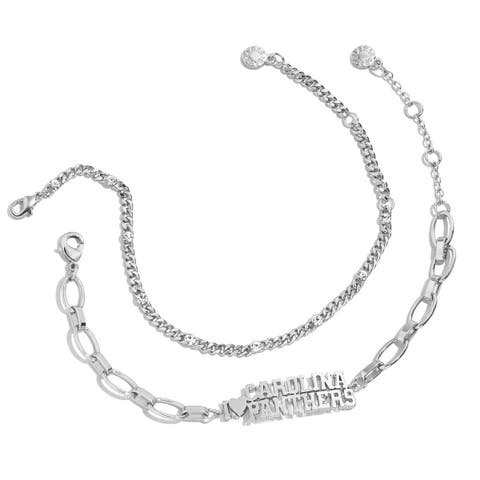 x Baublebar Silver Carolina Panthers Linear Bracelet Set