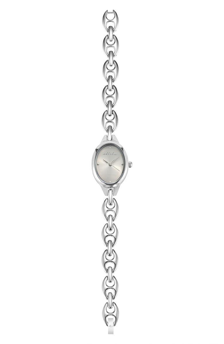 Ettika Oval Mariner Chain Watch, Alternate, color, Bone And Silver