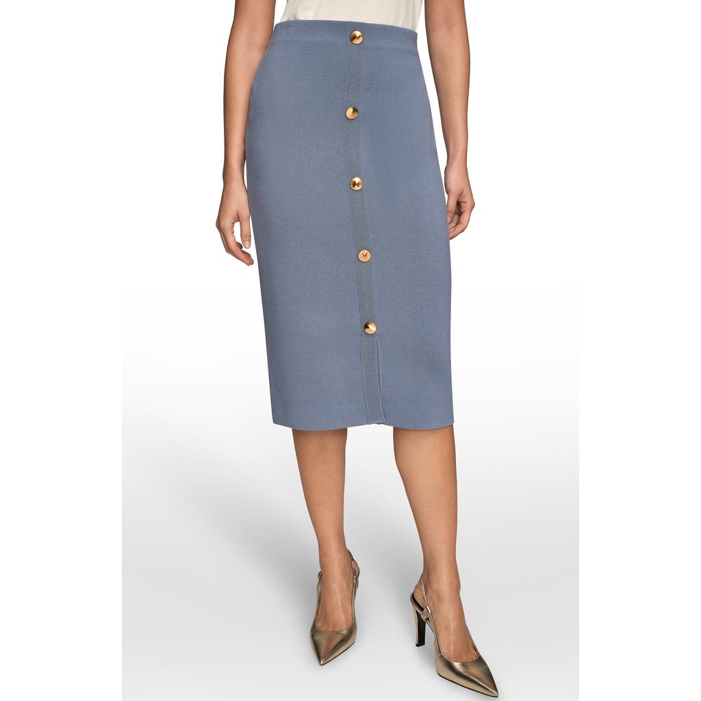 Donna Karan New York Faux Button Knit Pencil Skirt In Gray