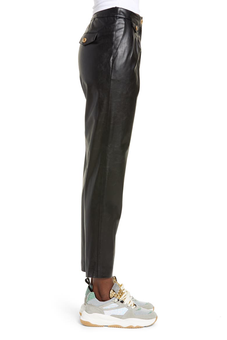 Faux Leather Pleated Trousers, Alternate, color, FILM NOIR