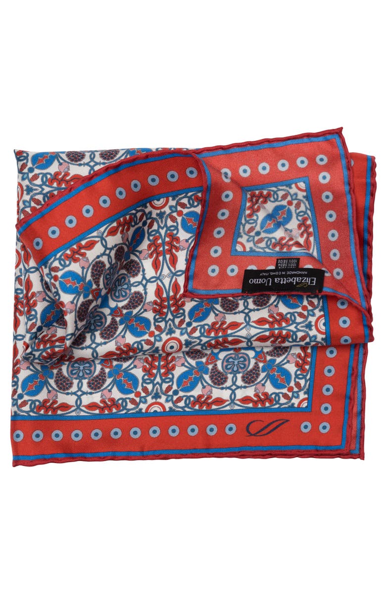Elizabetta Nebbiolo - Silk Pocket Square for Men, Alternate, color, Red